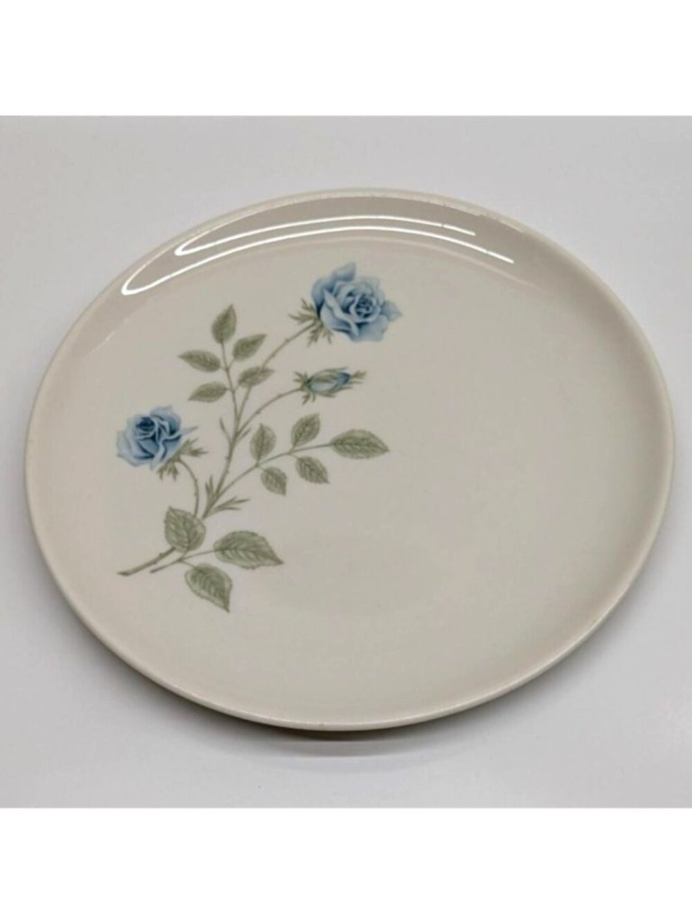 Syracuse China Concord Rose Ceramic Plate Blue Floral Vintage USA Dinner ware